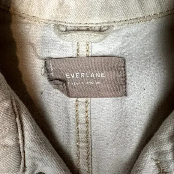 Everlane Denim Chore Jacket Womens XS Ivory Patina Organic Cotton Minimalist - Picture 3 of 9